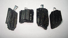 Load image into Gallery viewer, Sublime Gifts 1pc Raw Black Tourmaline Rough Natural Free Form Crystal Healing Gemstone Pendant with Metal Bail Loop