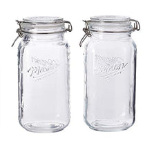 Load image into Gallery viewer, Mason Craft & More Airtight Kitchen Food Storage Clear Glass Clamp Jars, 2 Pack of 67 Ounce (2 Liter) Large Clamp Jar