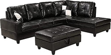 Load image into Gallery viewer, GAOPAN Set for Home 2021 Sectional Faux Leather Tufted Cushions Living Room, 5 Seats Sofa Couch with Reversible Right Chaise Lounge and Storage Ottoman,Obsidian Black