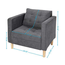 Load image into Gallery viewer, STHOUYN Mid Century Modern Upholstered Fabric Accent Chair with Arms Set of 2 Armchair Comfy Reading Chair for Living Room Studio Office Couch, Single Sofa Set Bedroom Grey
