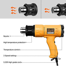Load image into Gallery viewer, SEEKONE Heat Gun 1800W 122℉~1202℉(50℃- 650℃) Fast Heating Heavy Duty Hot Air Gun Kit Variable Temperature Control Overload Protection with 4 Nozzles for Crafts, Shrinking PVC, Stripping Paint(5.2FT)
