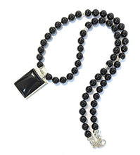 Load image into Gallery viewer, Mens Black Onyx and Sterling Silver Pendant Necklace