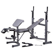 Load image into Gallery viewer, Body Champ BCB5860 Olympic Weight Bench with Preacher Curl, Leg Developer and Crunch Handle, Dark Gray/Black