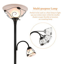 Load image into Gallery viewer, CO-Z Torchiere Floor Lamp with Side Reading Light, 3-Way Switch Combo Antique Bronze Mother Daughter Floor Lamp with Glass Shade, 71" Desk Floor Lamp for Living Room Corner Bedroom Home Office