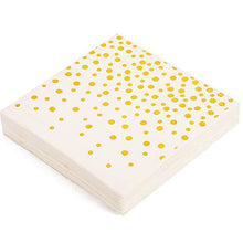 Load image into Gallery viewer, White and Gold Party Supplies 200PCS Disposable White Paper Plates 12oz Cups Napkins Dinnerware Set Golden Dot Theme Party Bridal Shower Birthday Wedding Engagement, Serves 50