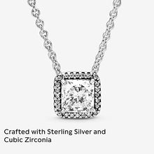 Load image into Gallery viewer, Pandora Jewelry Square Sparkle Halo Cubic Zirconia Necklace in Sterling Silver, 17.7"