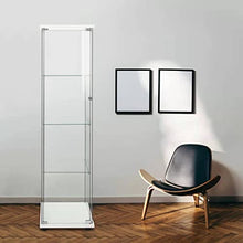 Load image into Gallery viewer, FLYMUHJIA Curio Cabinet Glass Display Case for Collectibles Cabinet Display Cabinet with Door 4-Shelf Display Shelves Showcase, 64.2”Hx16.9''Lx 14.6''W White