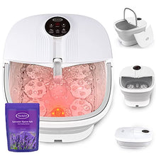 Load image into Gallery viewer, TimeRelish Motorized Foot Spa Bath Massager with Heat Bubbles and Vibration Massage, 16OZ Lavender Foot Soak Epsom Salt, Collapsible Foot Bath Bucket with 24 Auto Massage Balls, LED Screen,Remote