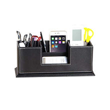 Load image into Gallery viewer, PUSU Leather Cute Pen Organizer,Pencil Holder,Pen Cup/Stand/Tray/Container/Caddy,desk organizers and accessories,Office Supplies Desktop Storage Box for Stationery,Business Card,Phone,etc.… (black)