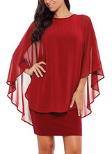 Load image into Gallery viewer, Alinemyer Womens Chiffon Round Neck Cocktail Party Overlay Midi Dress Red XL