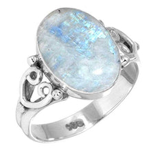 Load image into Gallery viewer, 925 Sterling Silver Ring Rainbow Moonstone Handmade Jewelry Size 7