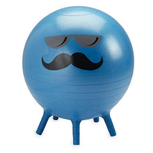 Load image into Gallery viewer, Gaiam Kids Stay-N-Play Children's Balance Ball - Flexible School Chair Active Classroom Desk Alternative Seating | Built-in Stay-Put Soft Stability Legs, Includes Air Pump, 52cm, Mr Mustache