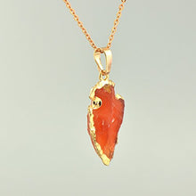 Load image into Gallery viewer, Paialco Natural Orange Agate Gemstone Rock Healing Crystal Arrow Shape Pendant Necklace