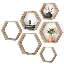 Load image into Gallery viewer, LIANTRAL Hexagon Floating Shelves, Wall Mounted Rustic Honeycomb Display Hanging Shelf for Living Room Bedroom