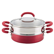 Load image into Gallery viewer, Rachael Ray Create Delicious Nonstick Multi-Pot/Steamer Set, 3 Piece, Red Shimmer