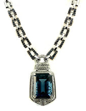 Load image into Gallery viewer, RB Gems Sterling Silver 925 Statement Pendant Necklace Genuine Gemstone 24 mm with Rhodium-Plated Finish (London-Blue-Topaz)