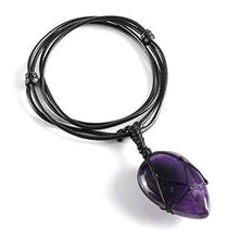 Load image into Gallery viewer, PESOENTH Amethyst Necklace Purple Quartz Crystal Dowsing Pendulum Divination Healing Necklace Cord,Natural Gemstone Teardrop Pointed Reiki Chakra Pendant