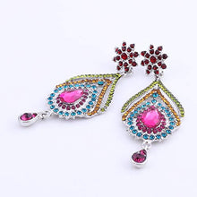 Load image into Gallery viewer, Women's Elegant Austrian Crystal Statement Necklace Earrings Jewelry Set for Wedding Dress and Boxes (Silver Colorful)