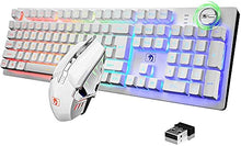 Load image into Gallery viewer, FELiCON Rechargeable Gaming Wireless Keyboard and Mouse Set Rainbow RGB LED Backlit Suspended Keycap Mechanical Feel 4800mAh Large Capacity Lithium Battery for Mac PC Laptop Computer Game Work Office