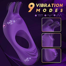 Load image into Gallery viewer, Vibrating Cock Ring with Rabbit Design, Rechargeable Penis Ring Vibrator with 9 Vibration Modes , TIVINO Silicone Male Sex Toy for Man and Couple Play