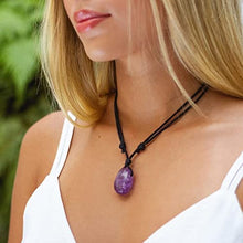 Load image into Gallery viewer, Luck Strings Handmade Chakra Gemstone Crystal Pendant Necklace, Unisex Design for Men & Women, Large Rock Energy Amulet Jewelry Collar for Spiritual Wellness, Gem Accessory Gift, Nuummite Black