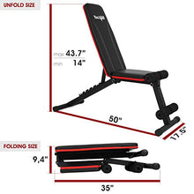 Load image into Gallery viewer, Yes4All Adjustable Weight Bench / Utility Weight Bench with Foldable Design - Multi-purpose Flat/Incline/Decline Bench for Home Gym (Red)