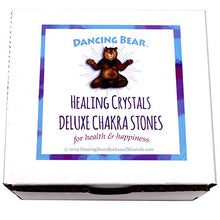 Load image into Gallery viewer, Dancing Bear Deluxe Healing Crystals (8 pc Set), Premium Collection: Amethyst Cluster, Rose Quartz Heart, Celestite, Quartz Point, Selenite Stick, Metaphysical Info Guide, Chakra Stones