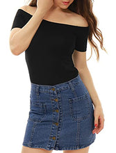 Load image into Gallery viewer, Allegra K Women's Short Sleeves Off The Shoulder Solid Crop Top X-Small Blue