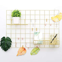 Load image into Gallery viewer, BULYZER Grid Wire Board,for Memo Picture Panel Wall Decoration for Room Office Mat Photo Hanging Art Display Frames Desk Storage Organizer,25.6'' x 17.7‘’(2Pack) (Gold)
