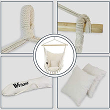 Load image into Gallery viewer, WBHome Extra Large Hammock Chair Swing with Hardware Kit, Hanging Macrame Chair Cotton Canvas, Include Carry Bag & Two Soft Seat Cushions, for Bedroom Indoor Outdoor, Max. Weight 330 Lbs (Beige)