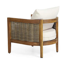Load image into Gallery viewer, CHRISTOPHER KNIGHT HOME Burchett Outdoor 4pc Chat Set - Acacia Wood and Wicker - Teak/Mixed Brown/Beige