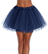 Load image into Gallery viewer, Tutu Skirt for Women Adult Classic Elastic 3 4 5 Layered Tulle Party Marathon Dance Costume Skirts (One Size, 4Layer-Navy)