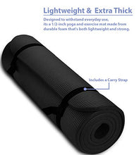 Load image into Gallery viewer, Aduro Sport Yoga Workout Mat, Extra Thick Yoga Foam Mat for Home Gym Exercise Mat with Carrying Strap (Black)