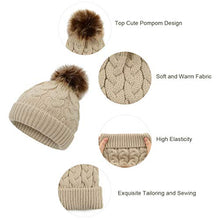 Load image into Gallery viewer, Durio Baby Hats Knit Baby Girl Hats Warm Thick Baby Girl Winter Hat Cute Toddler Hat Girl Boy H Ivory White & Gray & Pink & Khaki One Size