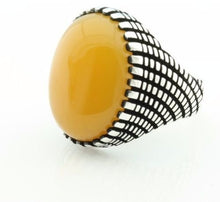 Load image into Gallery viewer, KAR 925K Stamped Solid Sterling Silver Yemeni Agate (Aqeeq) Men's Ring P3A (12.5)