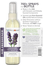 Load image into Gallery viewer, Natural Flower Power Air Freshener Spray | Lavender 4 Fl Oz | Pack of 3 | Scented w/ Pure Essential Oils | Non-Aerosol Plant-Based Odor Eliminator | Room, Linen, or Car Spray| Cruelty-Free & Vegan
