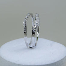 Load image into Gallery viewer, Dazzlingrock Collection 0.12 Carat (ctw) 10K Round White Diamond Ladies Enhancer Guard Wedding Band, White Gold, Size 7