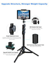 Load image into Gallery viewer, Phone Tablet Tripod, 51" Extendable Smartphone & Tablet Tripod Stand with Phone/Tablet Holder Mount & Remote, Compatible with Tablet/Phone/Camera for Selfies/ Video Recording/ Vlogging/ Live Streaming