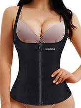 Load image into Gallery viewer, Burvogue Sauna Sweat Vest for Women Waist Trainer Corset Workout Tank top Cincher Slim Shaper Shirt (Black, X-Small)