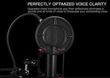 Load image into Gallery viewer, Mic Pop Filter, Professional Metallic Mic Pop Filter Mesh for Blue Yeti and Any Other Mic, ARISEN Dual Layered Microphone Pop Filter, Mic Filter with A Flexible 360° Gooseneck Clip Stabilizing Arm