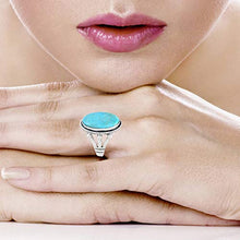 Load image into Gallery viewer, Turquoise Ring Sterling Silver 925 Genuine Gemstones Size 6 to 11 (Choose Color) (Turquoise, 8)