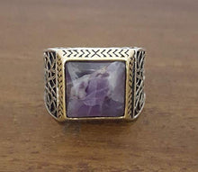 Load image into Gallery viewer, Beautiful Handcrafted 925K Sterling Silver Mens Ring With Amethyst Stone