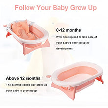 Load image into Gallery viewer, Lovin&Hugin Baby Foldable Bathtub, Collapsible Baby Bathtub Newborn to Toddler with Ridge Protection pad, Baby Temperature Bathtub for Babies Girls, Pink