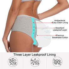 Load image into Gallery viewer, JOJOQUEEN Women's Cotton Underwear,Mid Waist Solid Color Ladies Underwear Briefs Multipack Menstrual Panties for Women