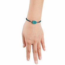 Load image into Gallery viewer, TUMBEELLUWA Titanium Coated Natural Druzy Crystal Quartz Adjustable Bracelet for Women, Teal Blue AB Aura Druzy