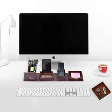 Load image into Gallery viewer, Leather Office Supplies, Desk Organizer Storage Boxes and Accessories, Desktop Storage for Business Cards/Stationery/Pens/Pencils/Mobile Phones(Brown)