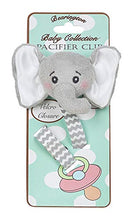 Load image into Gallery viewer, Bearington Baby Lil’ Spout Plush Gray Elephant Pacifier Holder with Satin Leash and Clip