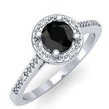 Load image into Gallery viewer, Dazzlingrock Collection 0.60 Carat (ctw) 10K Round Cut Black & White Diamond Ladies Bridal Engagement Halo Style Ring, White Gold, Size 6.5