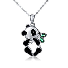 Load image into Gallery viewer, S925 Sterling Silver Lovely Panda Eat Bamboo Pendant Necklace