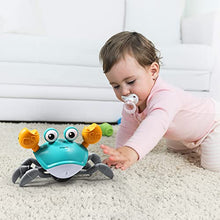 Load image into Gallery viewer, Sensing Crawling Crab, Tummy Time Baby Toys, Interactive Walking Dancing Toy with Music Sounds & Lights, Infant Fun Birthday Gift Toddler Boy Girl, USB Charging Cable Included (Green)